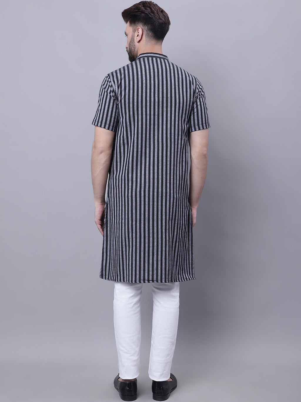 Even Apparels Multi Pure Cotton Short Sleeves Kurta With Band Collar | Grocsy