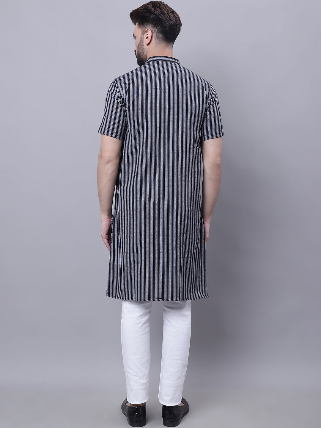 Even Apparels Multi Pure Cotton Short Sleeves Kurta With Band Collar | Grocsy