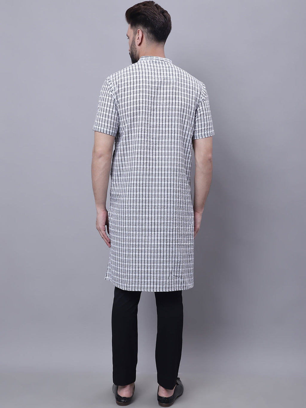 Even Apparels Multi Pure Cotton Short Sleeves Kurta With Band Collar | Grocsy