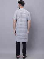 Even Apparels Multi Pure Cotton Short Sleeves Kurta With Band Collar | Grocsy