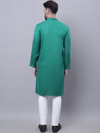 Even Apparels Green Kurta With Band Collar | Grocsy
