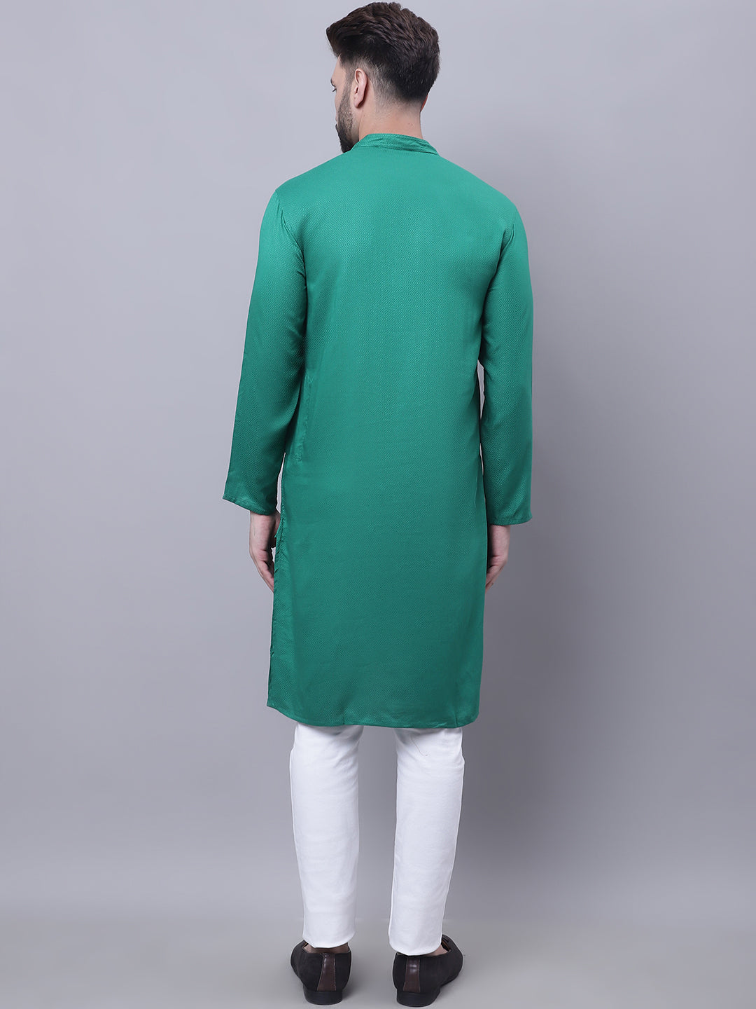 Even Apparels Green Kurta With Band Collar | Grocsy