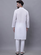 Even Apparels White Pure Cotton Kurta With Band Collar | Grocsy