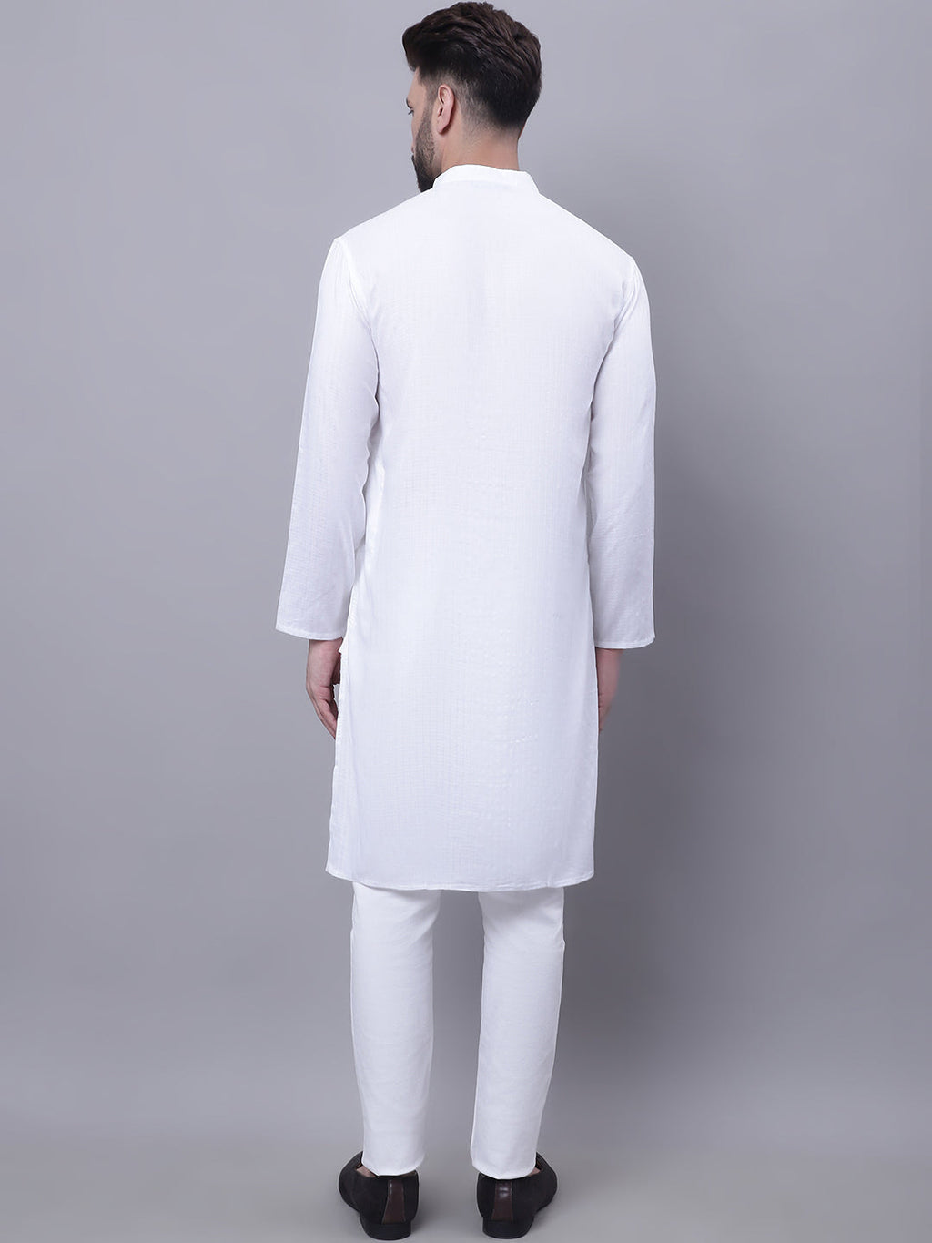 Even Apparels White Pure Cotton Kurta With Band Collar | Grocsy
