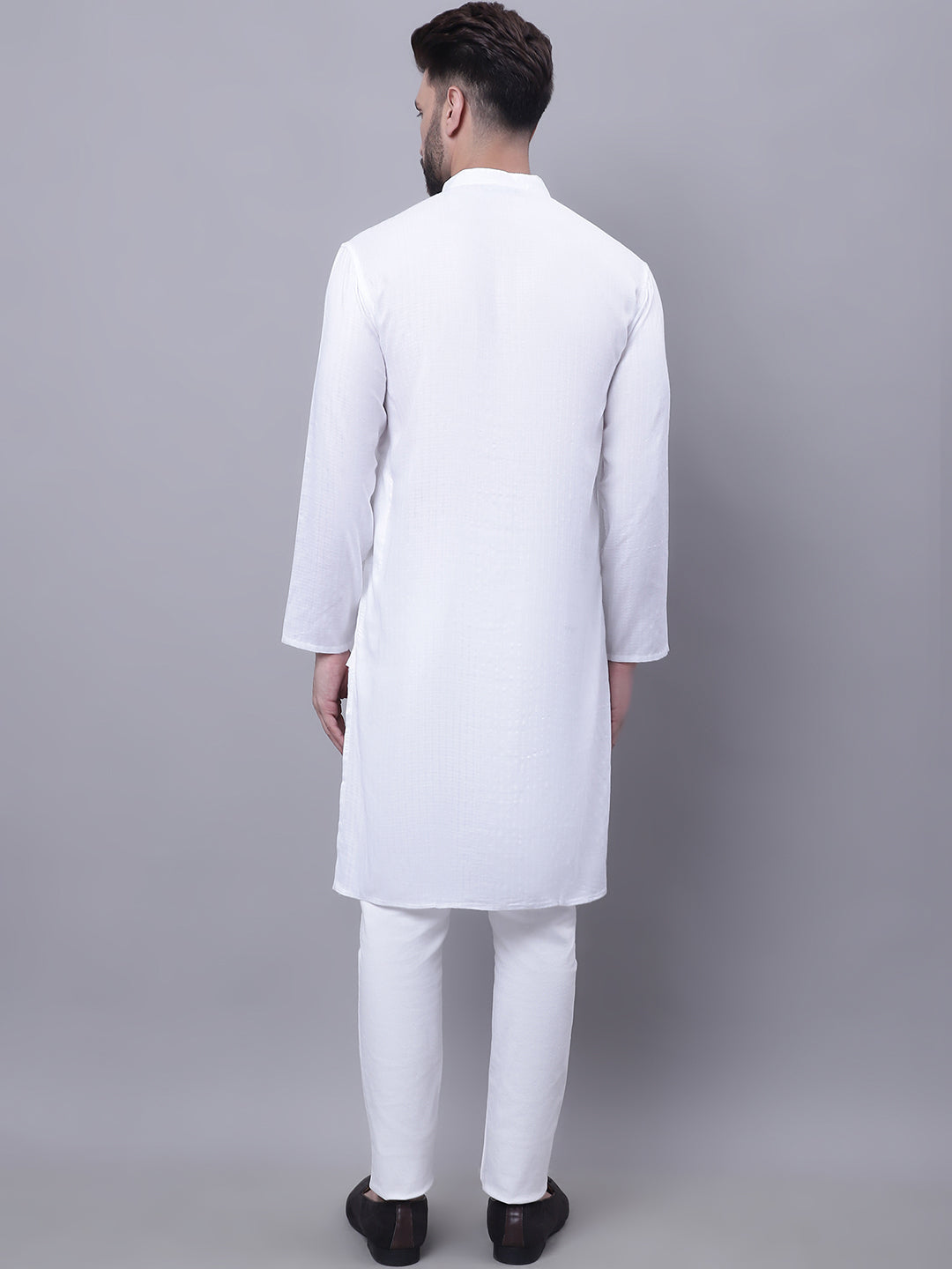 Even Apparels White Pure Cotton Kurta With Band Collar | Grocsy
