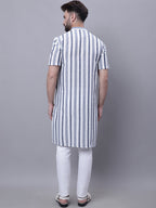 Even Apparels Grey Pure Cotton Short Sleeves Kurta With Band Collar | Grocsy
