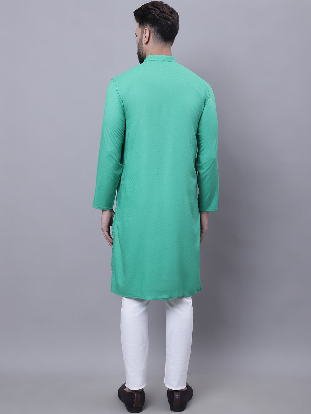 Even Apparels Green Kurta With Band Collar | Grocsy