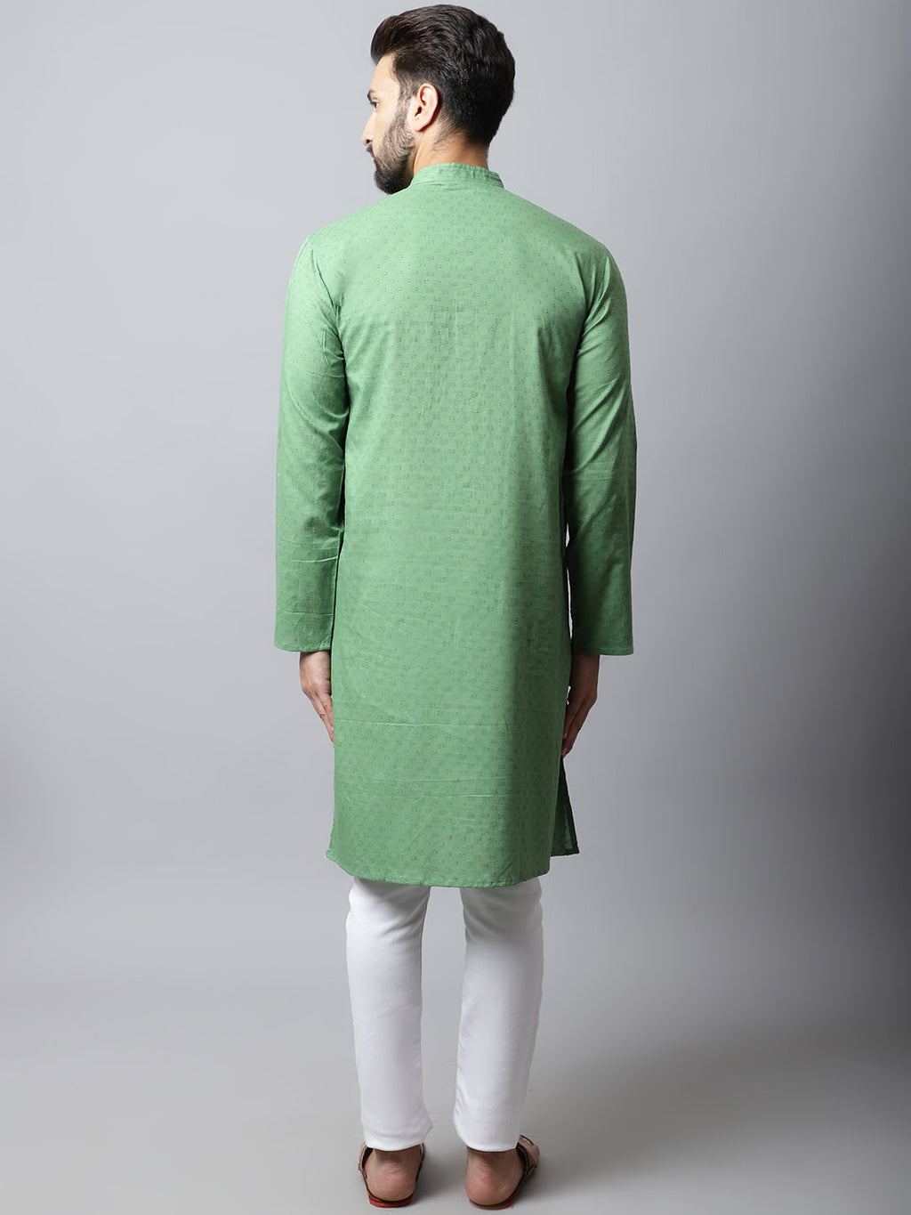 Even Apparels Green Solid Kurta With Band Collar | Grocsy