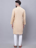 Even Apparels Yellow Pure Cotton Kurta With Band Collar | Grocsy