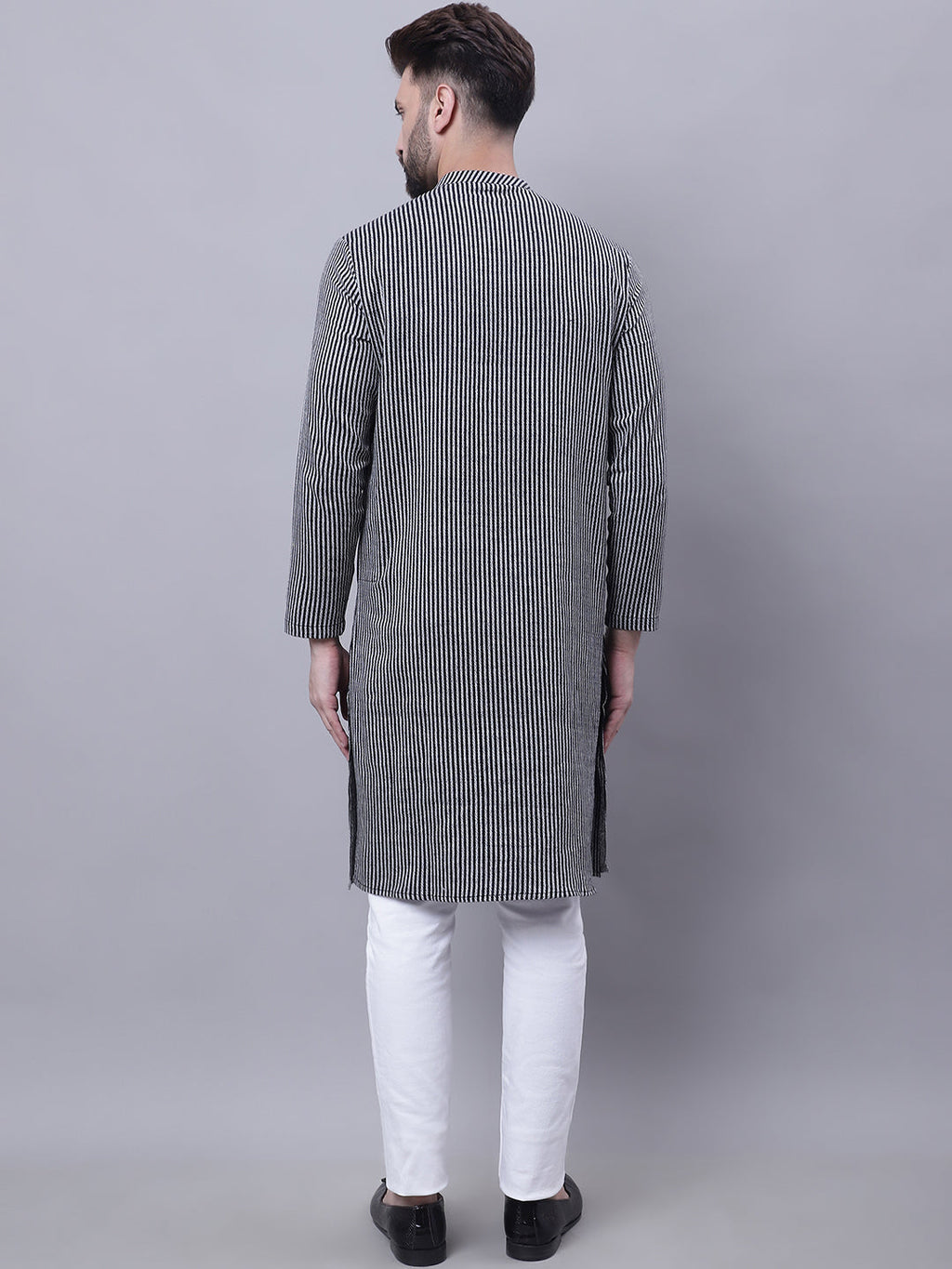 Even Apparels Black Sherwani Kurta With Asymetrical Cut | Grocsy