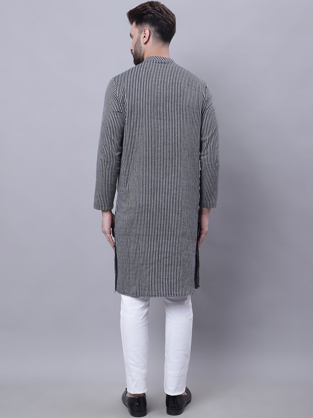 Even Apparels Black Sherwani Kurta With Asymetrical Cut | Grocsy