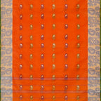 Exclusive Collection 100% Pure Cotton Orange Tant Saree With Hand Weaving Work | Grocsy