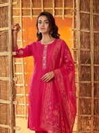 Anaita Pink Readymade Suit with Embroidery Work | Grocsy