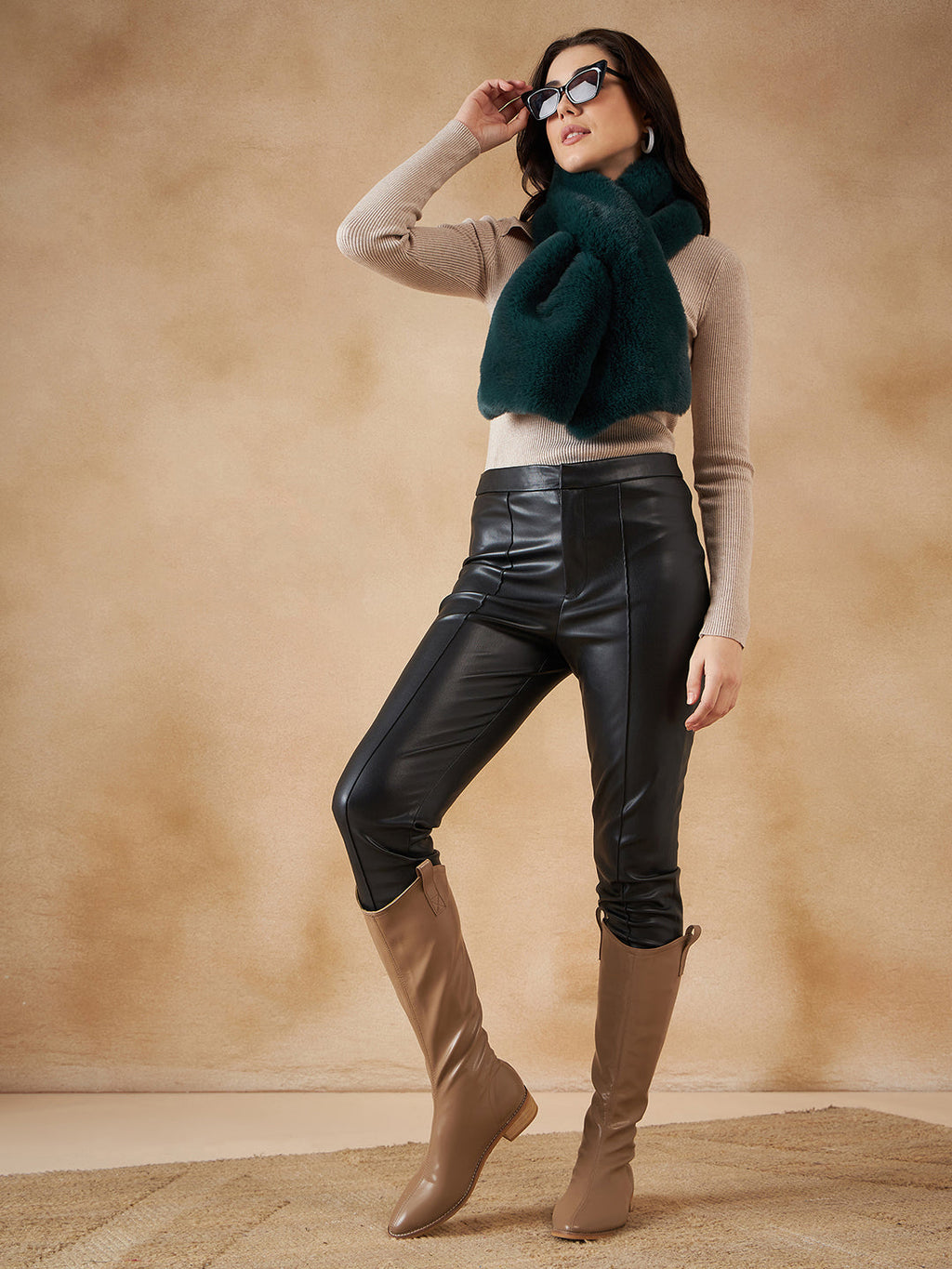 InWeave Women's Dark Teal Faux Fur Neck Warmer | Grocsy