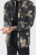 Xkind Light Green Printed Denim Shacket | Grocsy