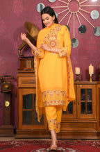 Teeya Creation Yellow Color Faux Georgette Silk Heavy Embroidery Work Fully Stitched Salwar Suit | Grocsy