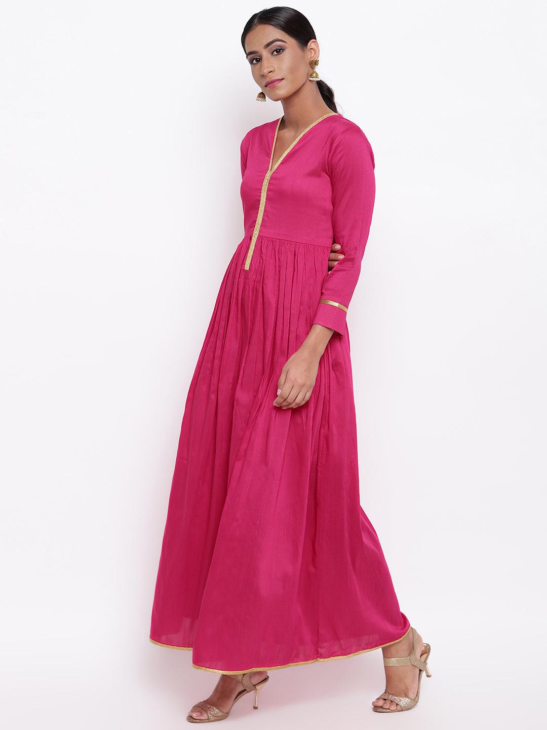 trueBrowns Pink Gold Lace Dress | Grocsy