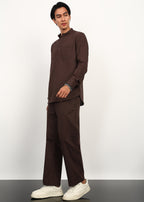 Fabmade Cocoa Drift Linen Kurta Set | Grocsy