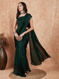 InWeave Women's Dark Green Black Gota Skirt Saree | Grocsy