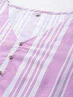 Ahalyaa Plus Size Striped Tunic with Palazzos | Grocsy