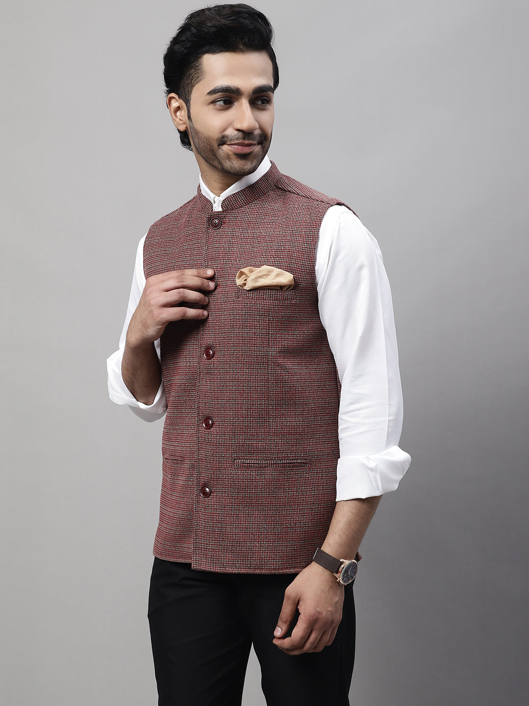 Even Apparels Men's Multi Nehru Jacket With Welt Pockets | Grocsy