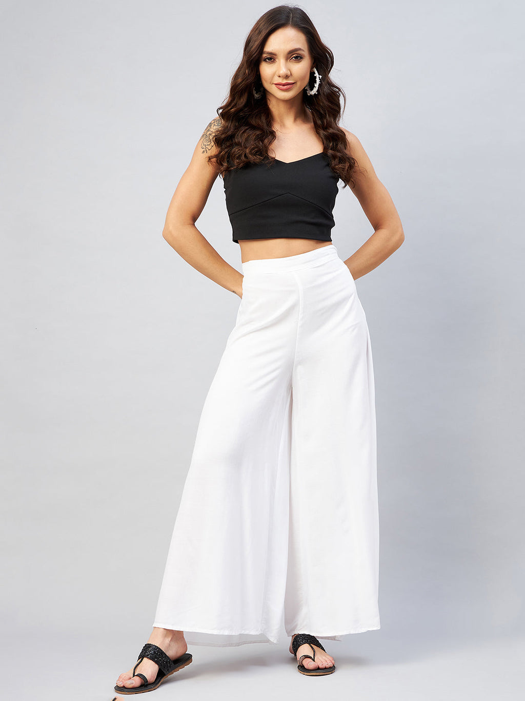 InWeave Solid White Palazzo | Grocsy
