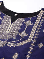 Ahalyaa Unstitched Navy Blue Dress Material | Grocsy