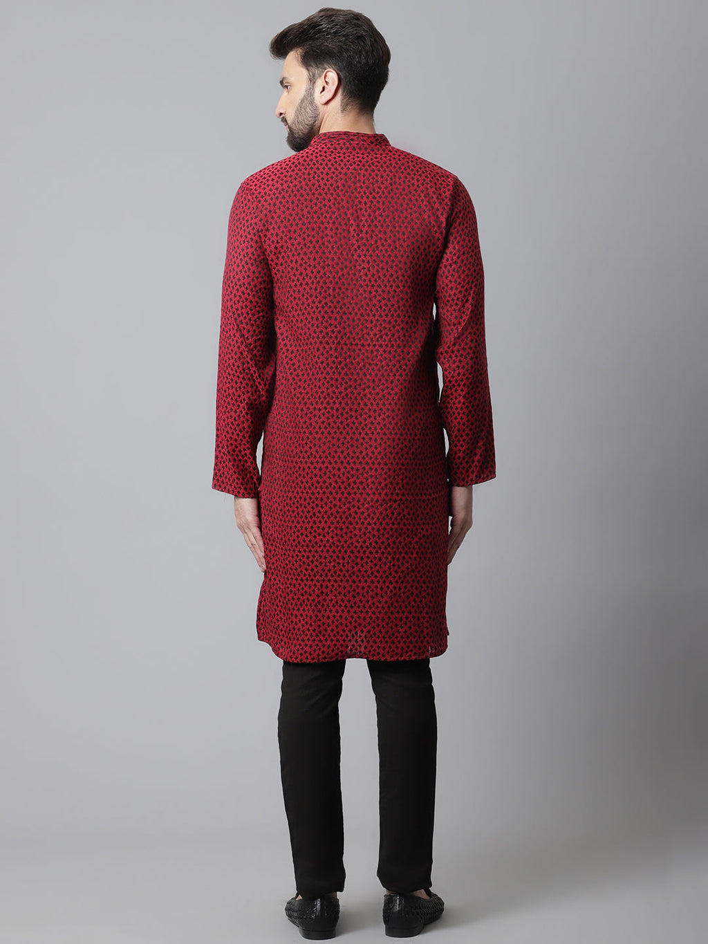 Even Apparels Maroon Solid Kurta With Band Collar | Grocsy