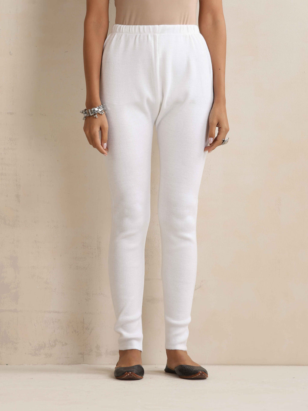 trueBrowns White Woollen Leggings | Grocsy