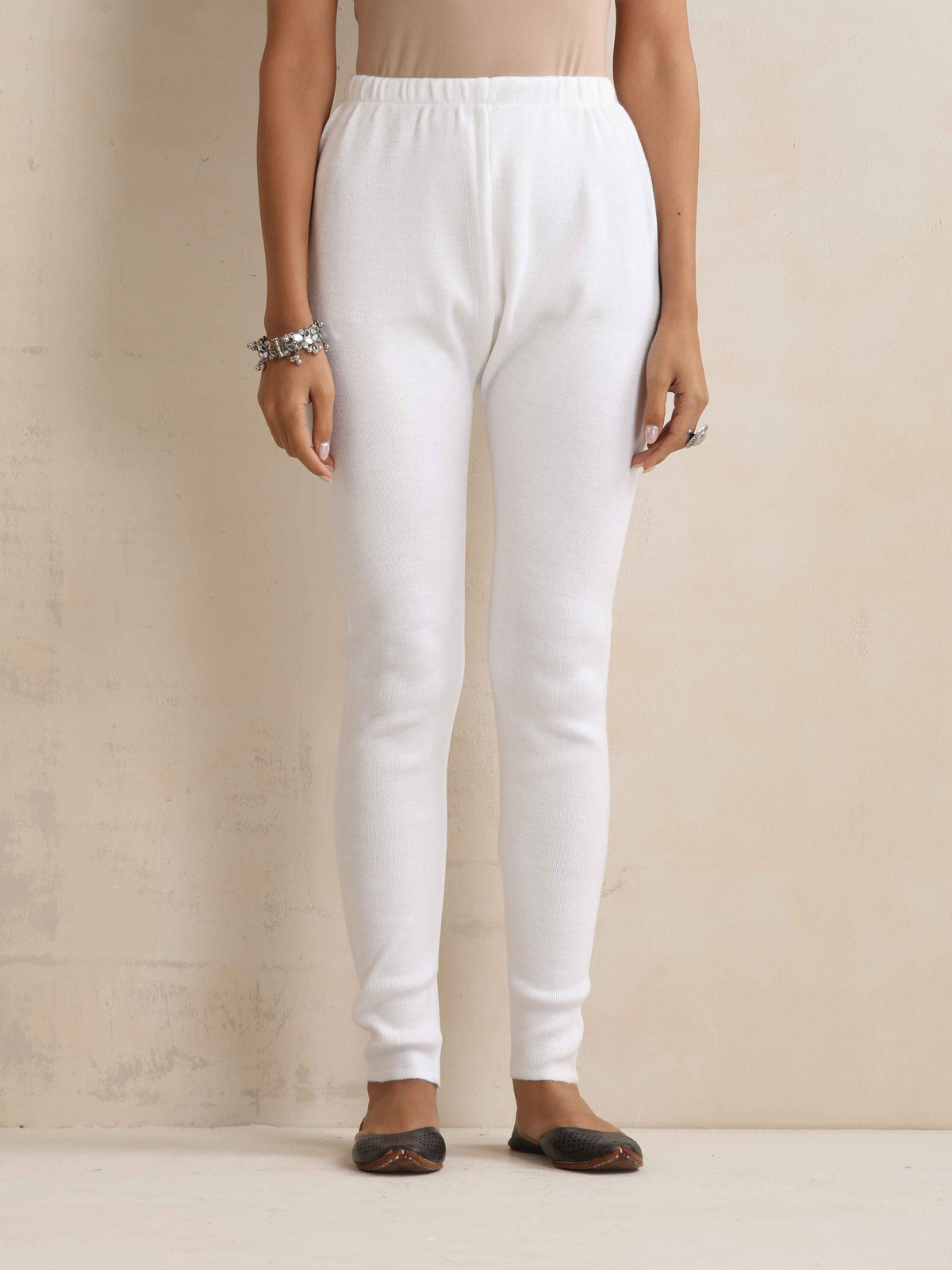 trueBrowns White Woollen Leggings | Grocsy