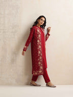 trueBrowns Red Kashmiri Woollen Jacket 3pc Set | Grocsy