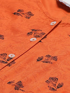 Jompers Women Orange & Black Floral Printed A-Line Kurta | Grocsy
