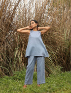 trueBrowns Blue Cotton Sleeveless Co-ord Set | Grocsy