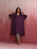 trueBrowns Purple Modal Kimono Kurta Set | Grocsy