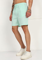 Fabmade Mint Drift Linen Shorts | Grocsy