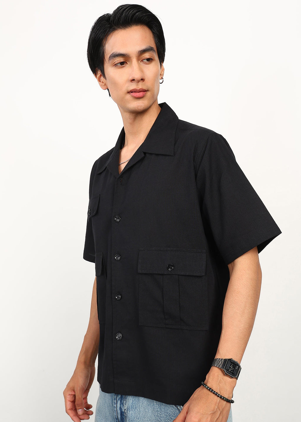 Fabmade 3 Pocket Black Shirt | Grocsy