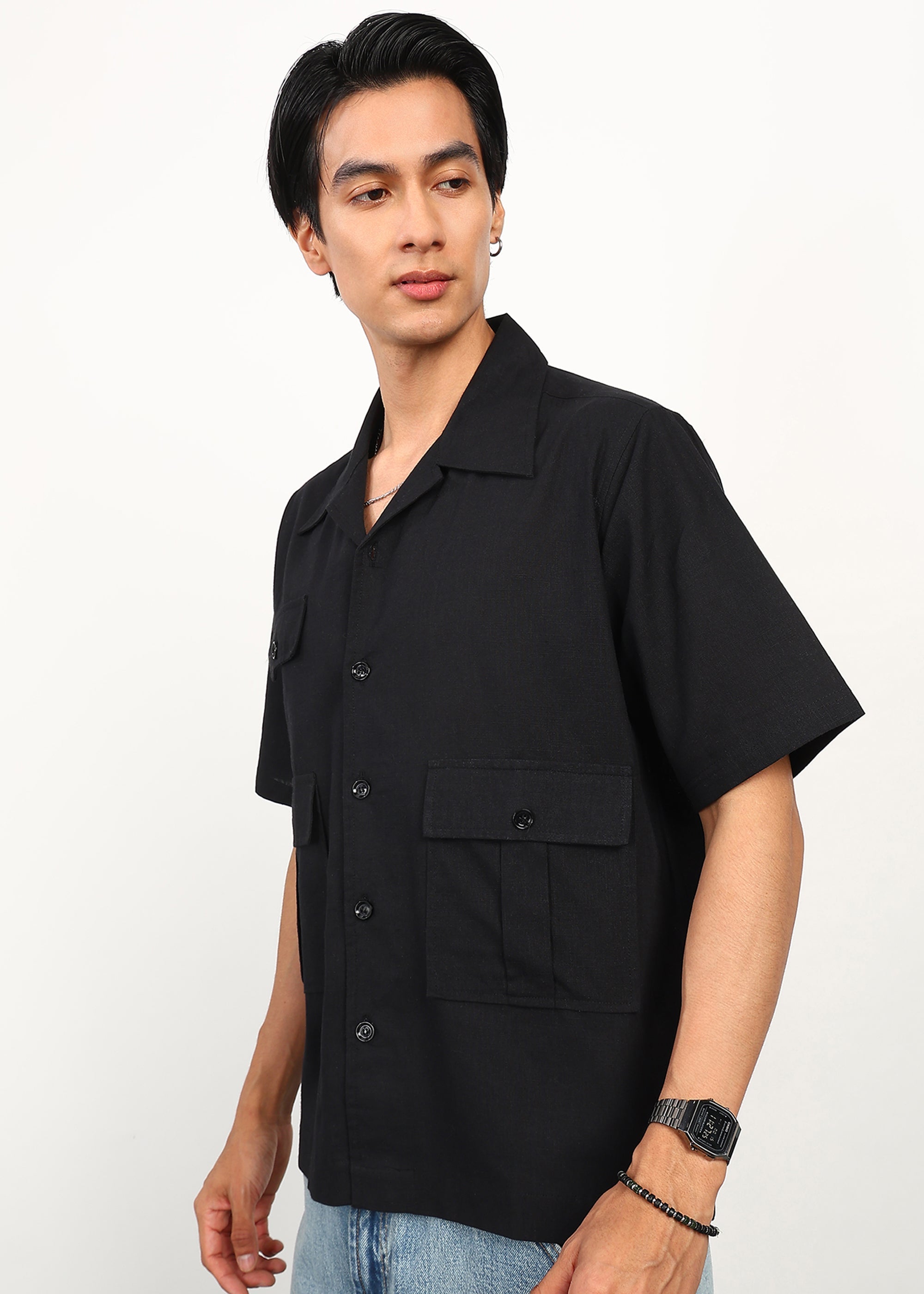 Fabmade 3 Pocket Black Shirt | Grocsy
