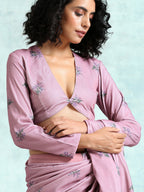 trueBrowns Light Mauve Printed Velvet Blouse | Grocsy