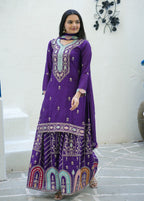 Teeya Creation Purple Color Chinon Silk Heavy Embroidery Work Fully Stitched Sharara Suit | Grocsy