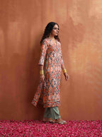 trueBrowns Beige Abstract Print Kurta Set | Grocsy