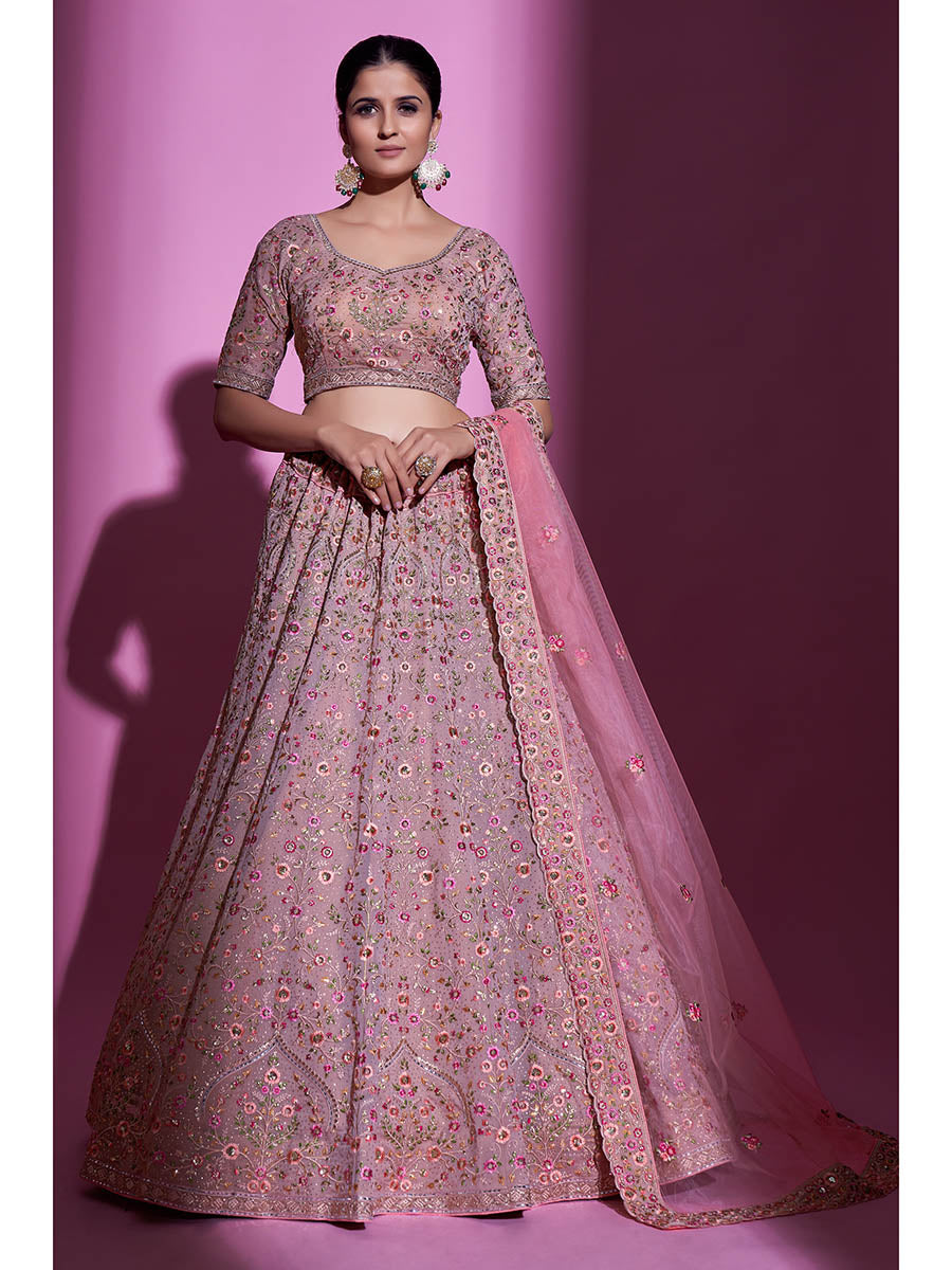 Myra Mauve Georgette Embroidered Designer Lehenga Choli | Grocsy