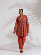 trueBrowns Orange Cotton Print Co-ord Set | Grocsy