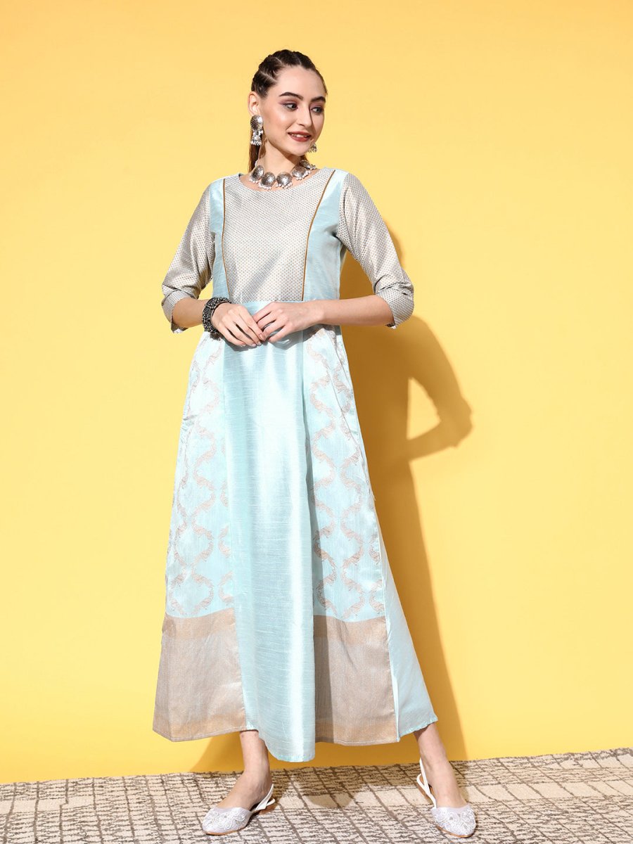 Ahalyaa Women Blue Ethnic Motifs Dress | Grocsy