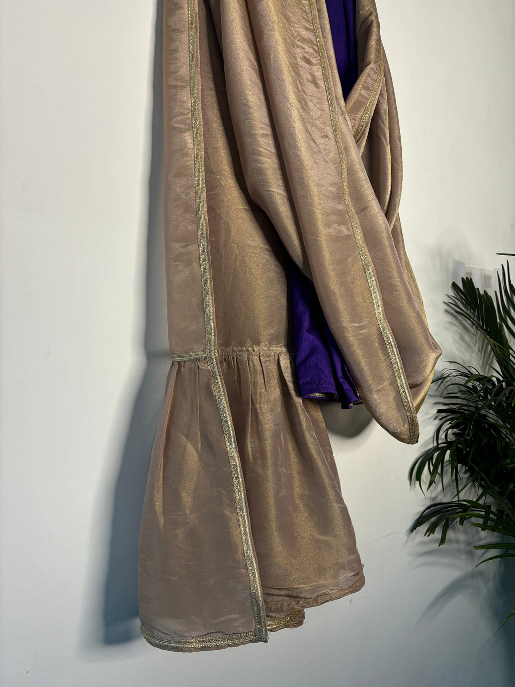 trueBrowns Lilac Tissue Pre-Stitched Saree | Grocsy
