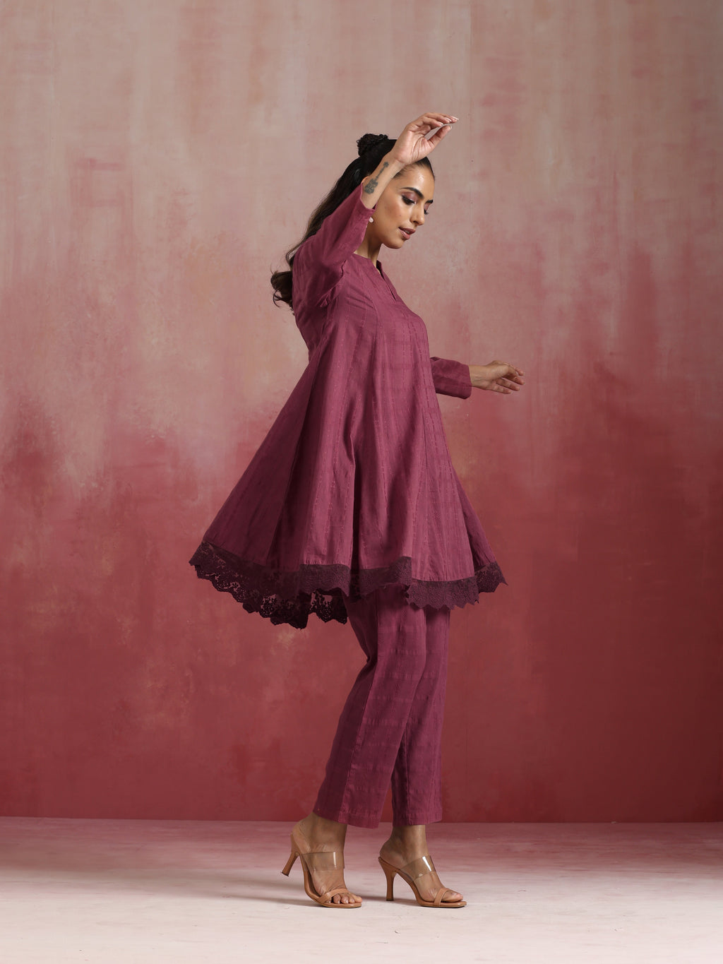 trueBrowns Mauve Cotton Dobby Co-ord set | Grocsy