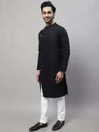 Even Apparels Black Sherwani Kurta With Asymetrical Cut | Grocsy