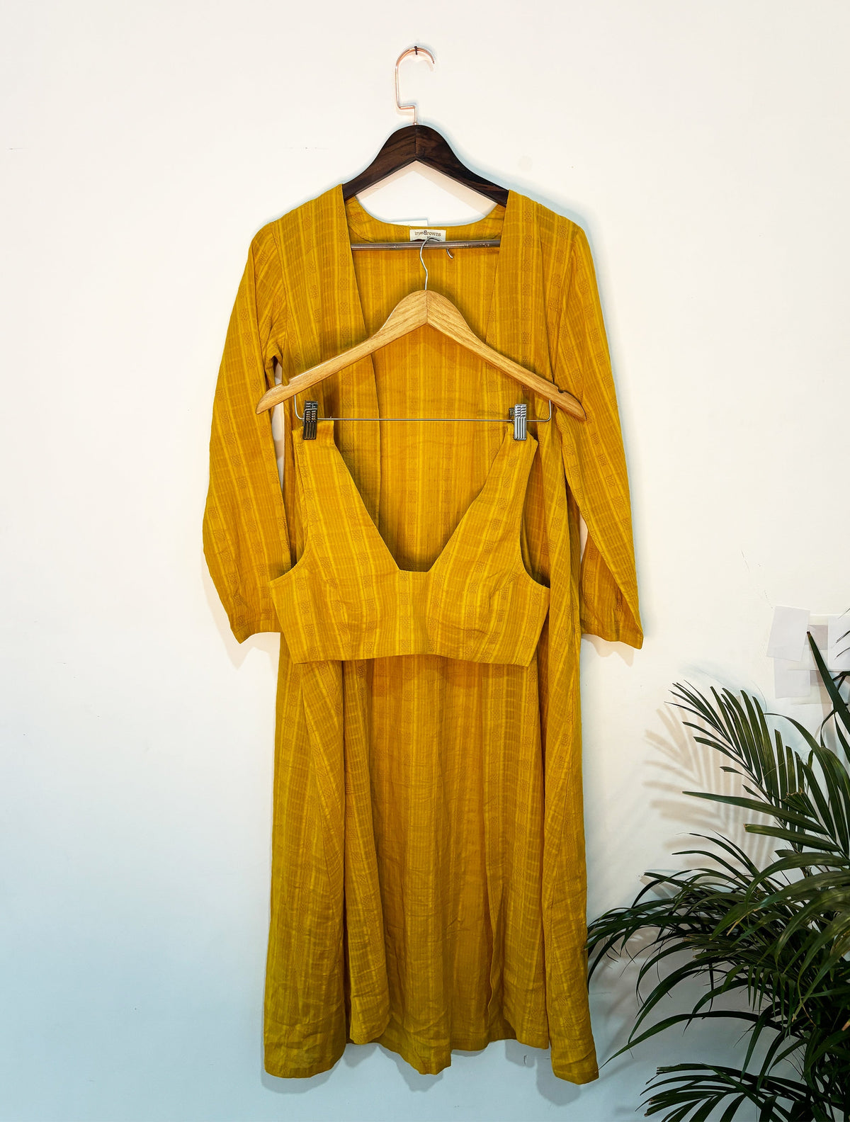 trueBrowns Mustard Jacket Top Pant Set | Grocsy