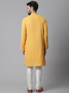 Even Apparels Yellow Kurta With Band Collar | Grocsy
