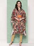 Ahalyaa Women Floral Printed Flared Sleeves Gotta Patti Crepe Kaftan Kurta | Grocsy