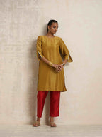 trueBrowns Gold Tissue Kurta Co-ord Set | Grocsy